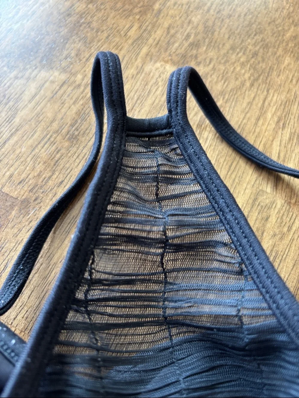 Mirella Black Dance Leotard with Textured Back Panel